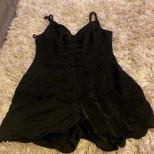 Black romper, button up